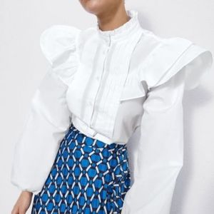 Zara White Poplin Blouse Size M